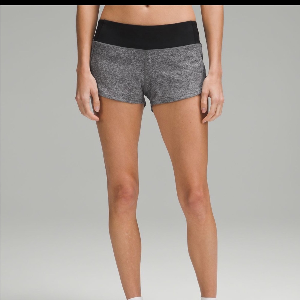 Lululemon Speedup shorts, Low rise, Gray and black